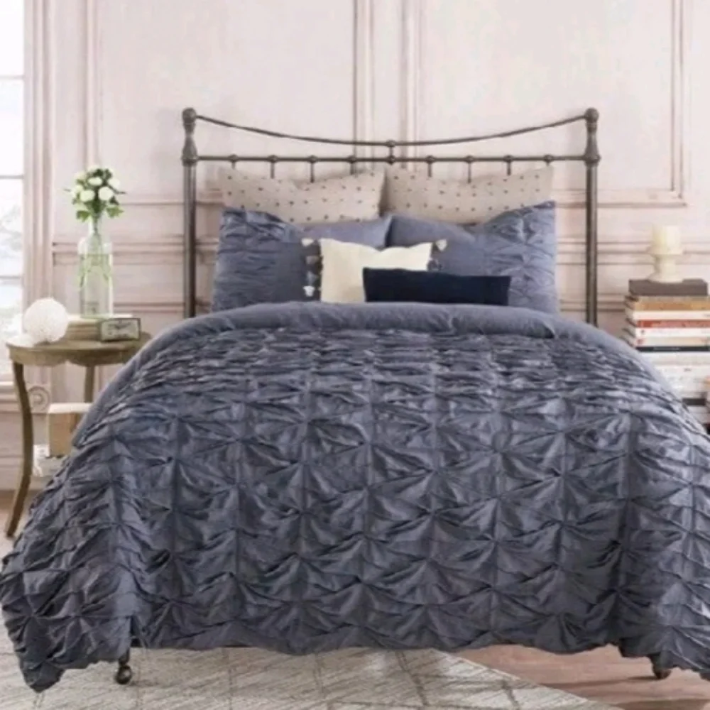 Anthologie Kendall Full/Queen Deni Blue Duvet Cover Bedding and Pillow Set (5Pc)